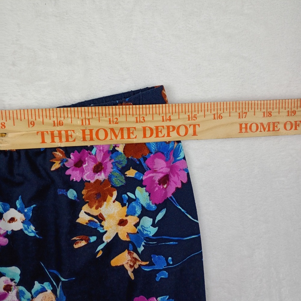 Gilli Navy Blue Floral Mini Skirt Elastic Waist Stretchy Bodycon Made in USA - Picture 5 of 6